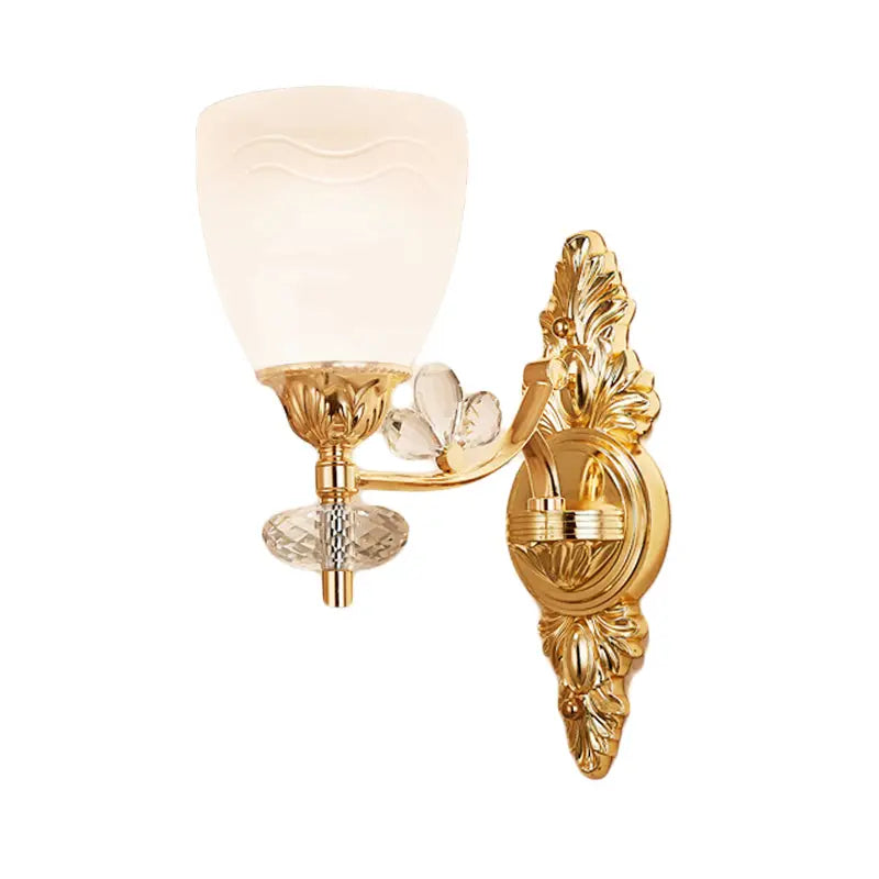 DecorBites™ Modernist Glass Cone Wall Mount Light with Crystal Accent - Gold Finish