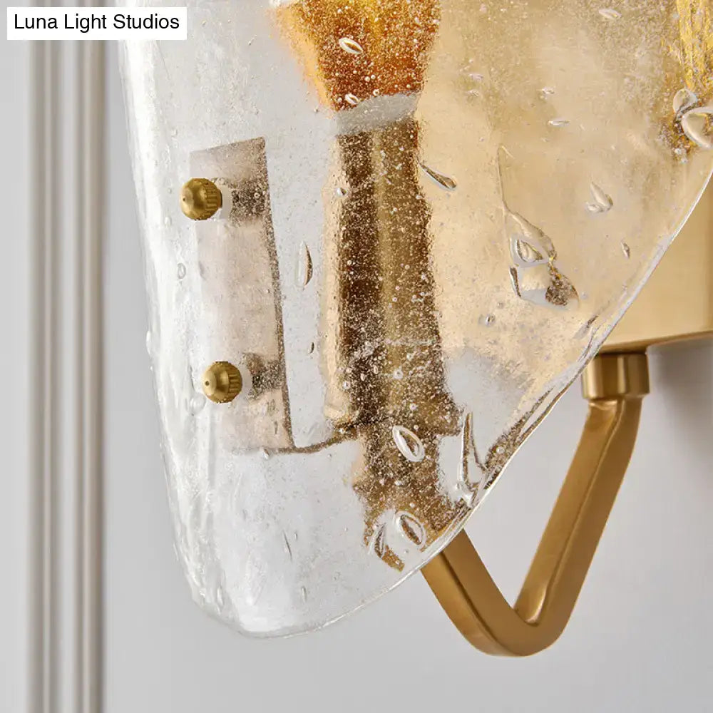 Modernist gold glass shield wall lamp bedroom sconce light