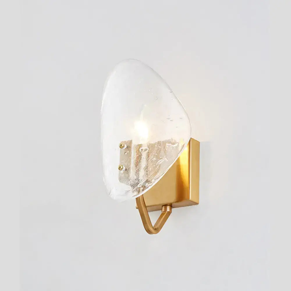 Modernist gold glass shield wall lamp bedroom sconce light