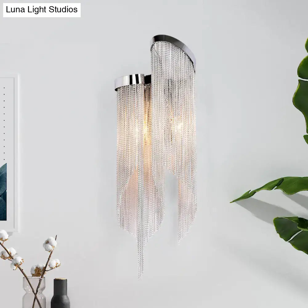 Modernist gold & silver aluminum tassel wall sconce living room light