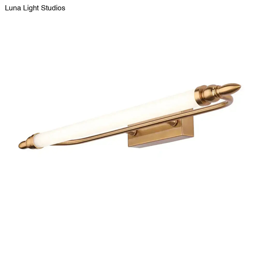 Modernist gold tube metal vanity wall light bathroom fixture