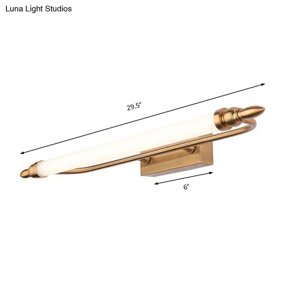 Modernist gold tube metal vanity wall light bathroom fixture