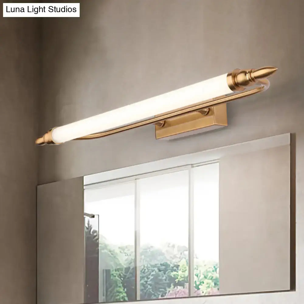 Modernist gold tube metal vanity wall light bathroom fixture