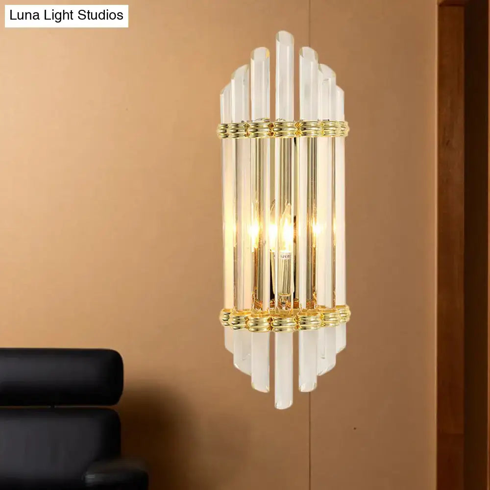 Modernist gold wall sconce lamp with crystal tubes bedroom light
