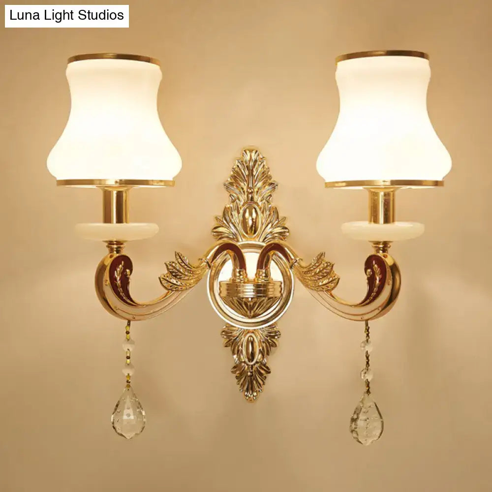 DecorBites™ Modernist Gold Wall Sconce with Glass Shade - Elegant Living Room Fixture