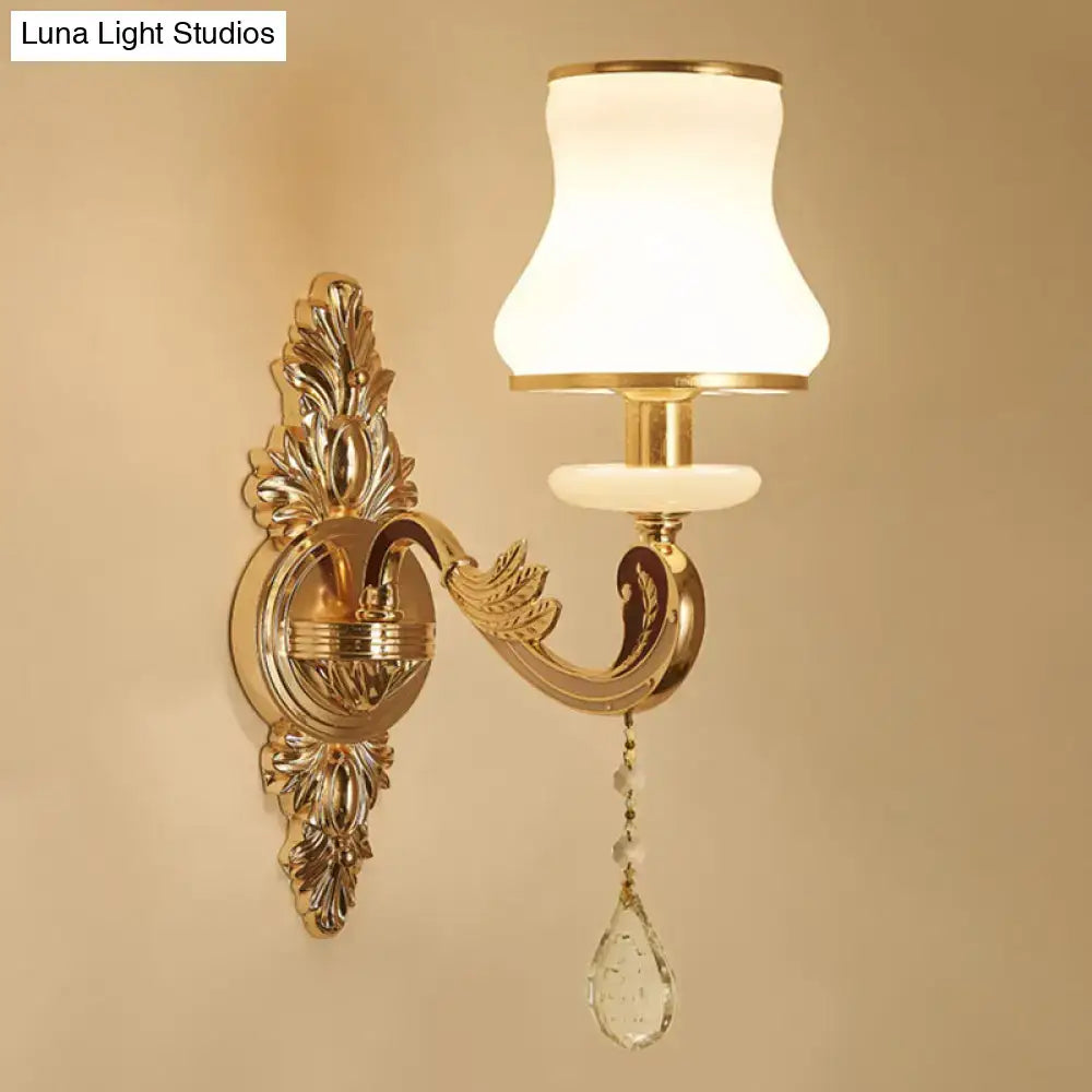 DecorBites™ Modernist Gold Wall Sconce with Glass Shade - Elegant Living Room Fixture