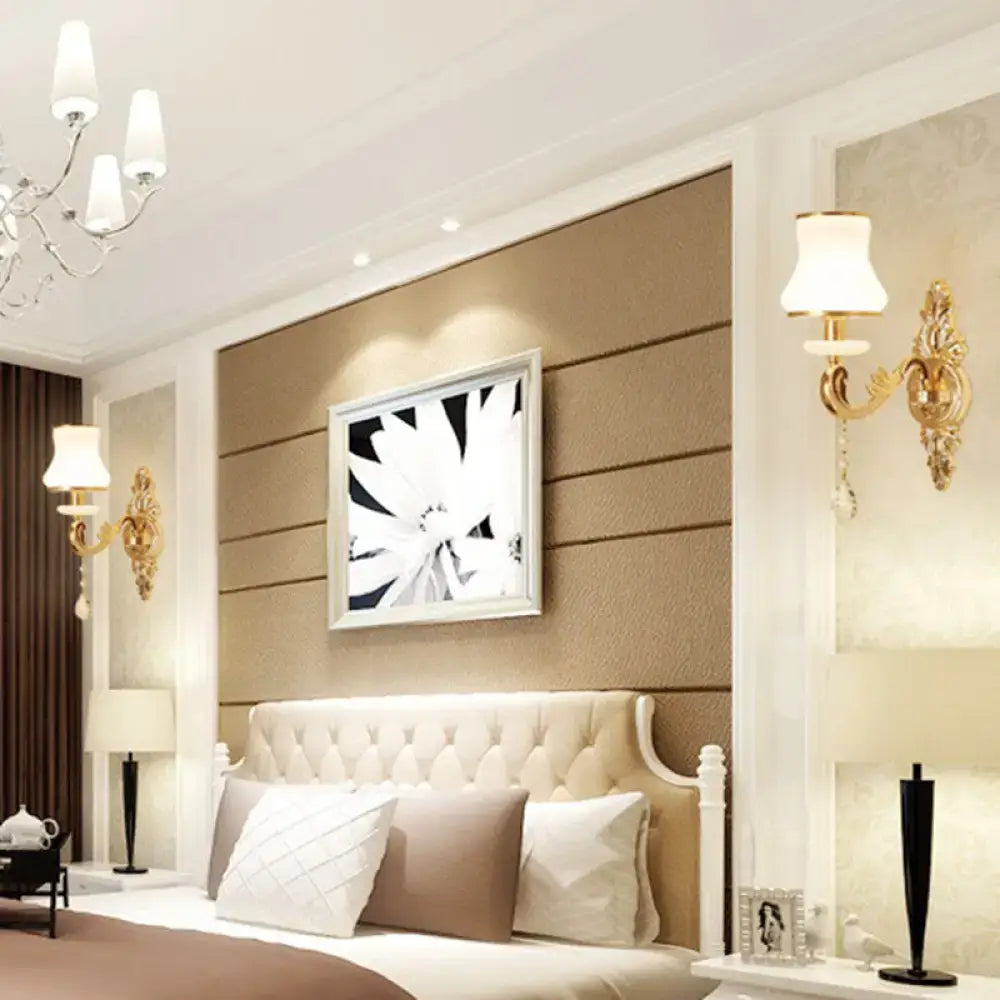 DecorBites™ Modernist Gold Wall Sconce with Glass Shade - Elegant Living Room Fixture