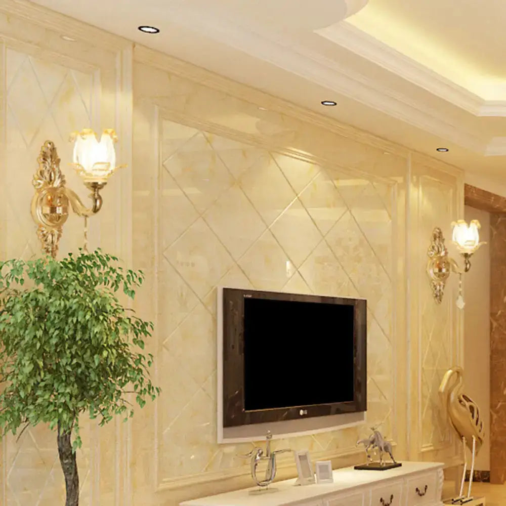 DecorBites™ Modernist Gold Wall Sconce with Glass Shade - Elegant Living Room Fixture