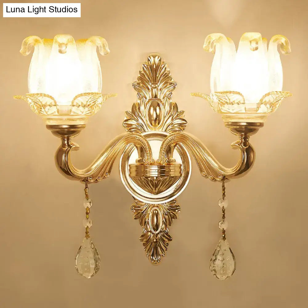 DecorBites™ Modernist Gold Wall Sconce with Glass Shade - Elegant Living Room Fixture