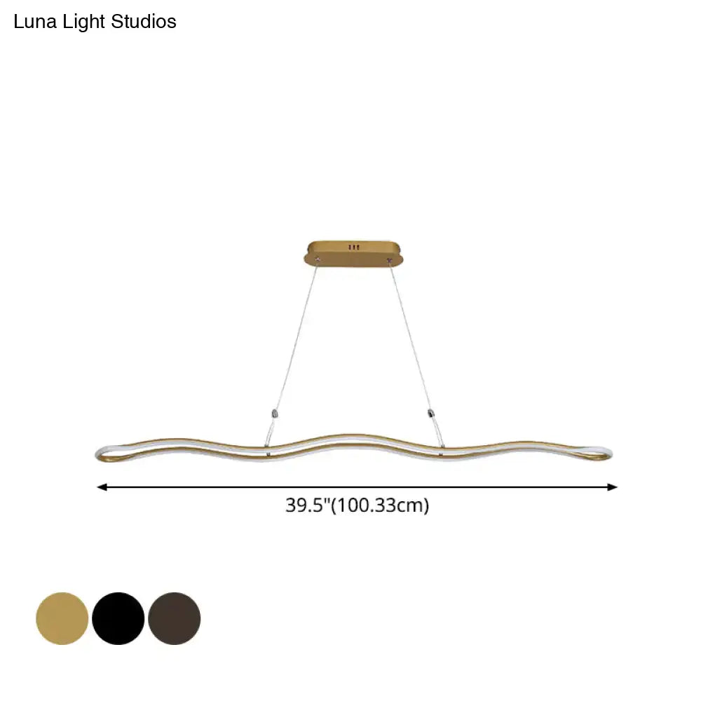 DecorBites™ Modernist Wavy Strip LED Island Pendant - Acrylic Dining Room Hanging Lamp Kit