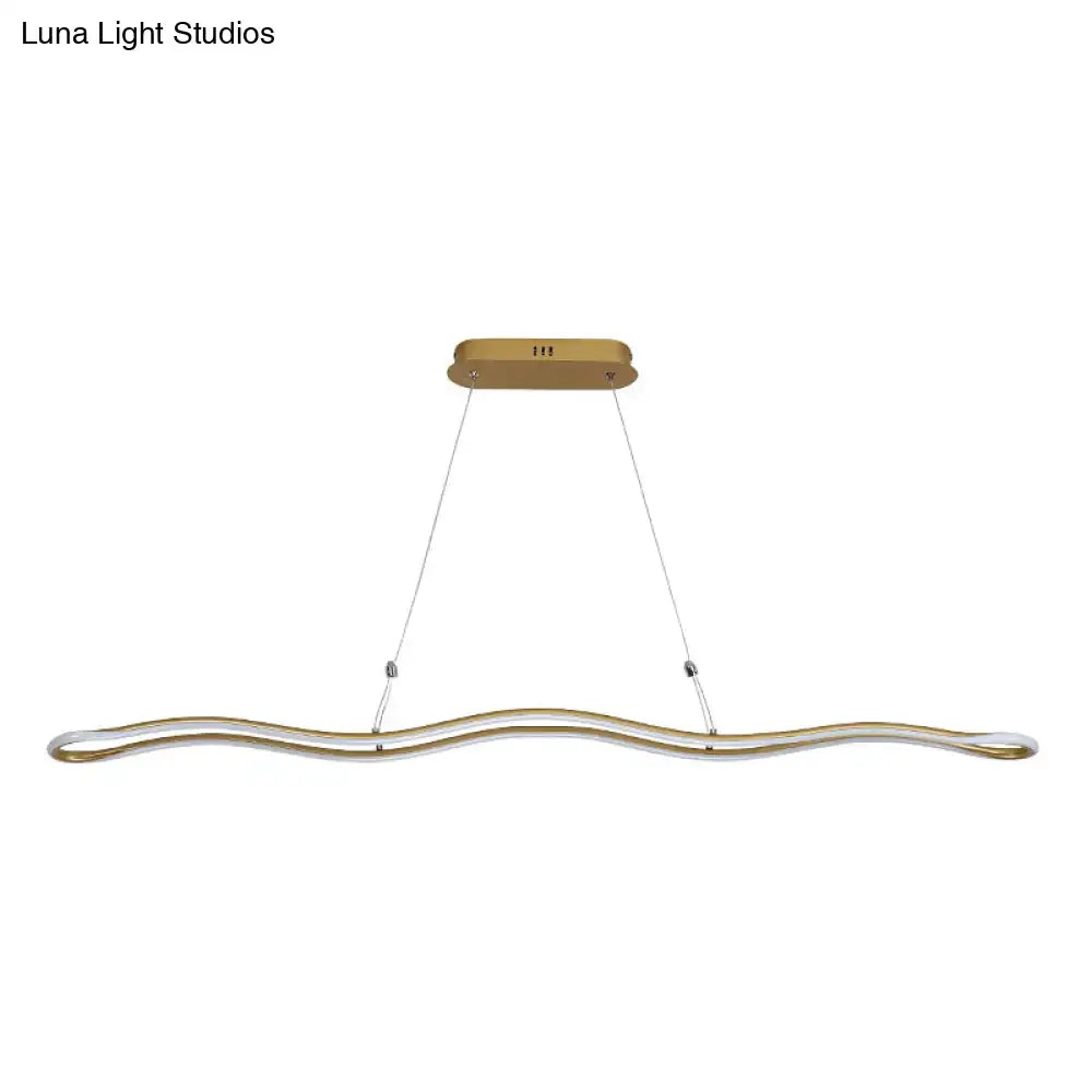 DecorBites™ Modernist Wavy Strip LED Island Pendant - Acrylic Dining Room Hanging Lamp Kit