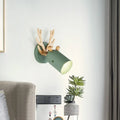 Modernist green and wood antler cylinder shape sconce bedroom light