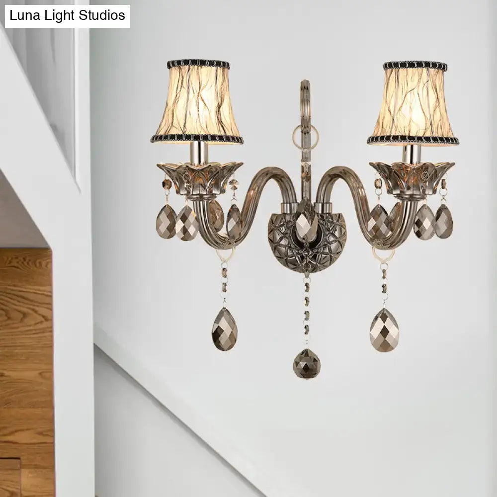 Modernist smoke grey crystal sconce living room wall mounted lighting