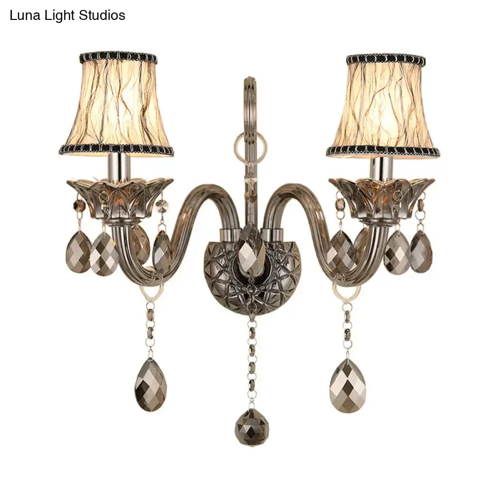 Modernist smoke grey crystal sconce living room wall mounted lighting