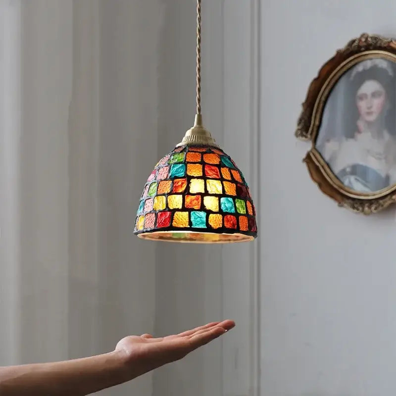 DecorBites™ Conch Glass LED Pendant Light Fixture Tiffany Children Dining Room Hang Lamp