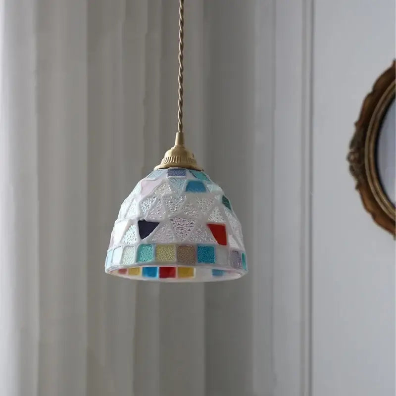 DecorBites™ Conch Glass LED Pendant Light Fixture Tiffany Children Dining Room Hang Lamp