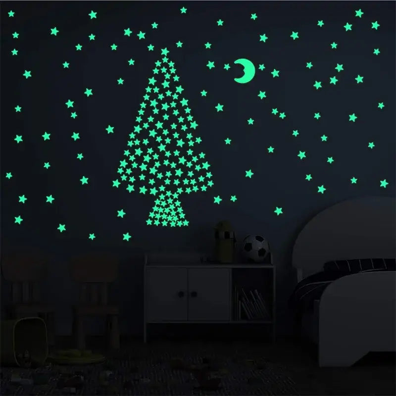 Multicolor stars glow dark wall stickers bedroom luminous decor