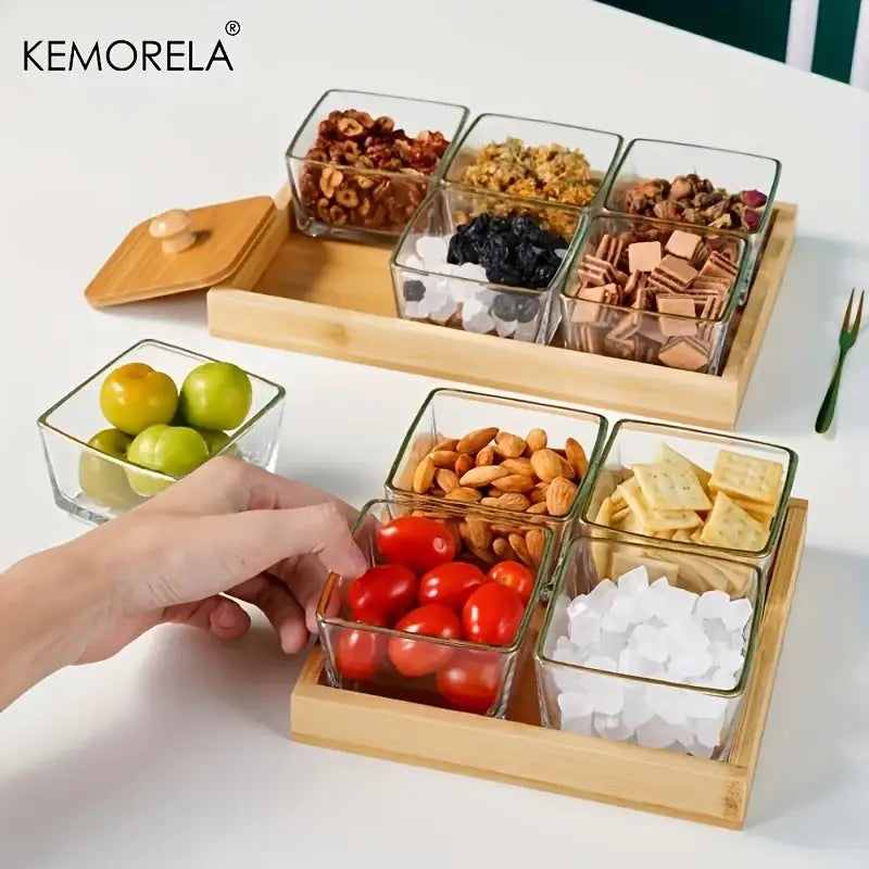 Natural bamboo wooden rectangular tea tray set of 3 dining room