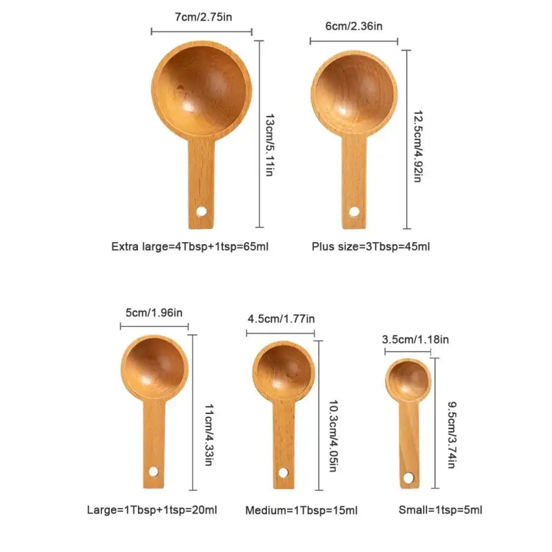 DecorBites™ Beech Wood Tablespoon Coffee Scoop for Beans, Powder, Spices