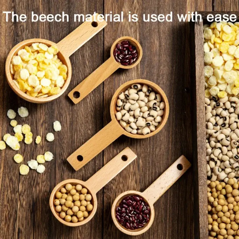 DecorBites™ Beech Wood Tablespoon Coffee Scoop for Beans, Powder, Spices