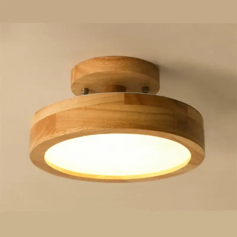Natural circular wood ceiling lamp living room led lighting