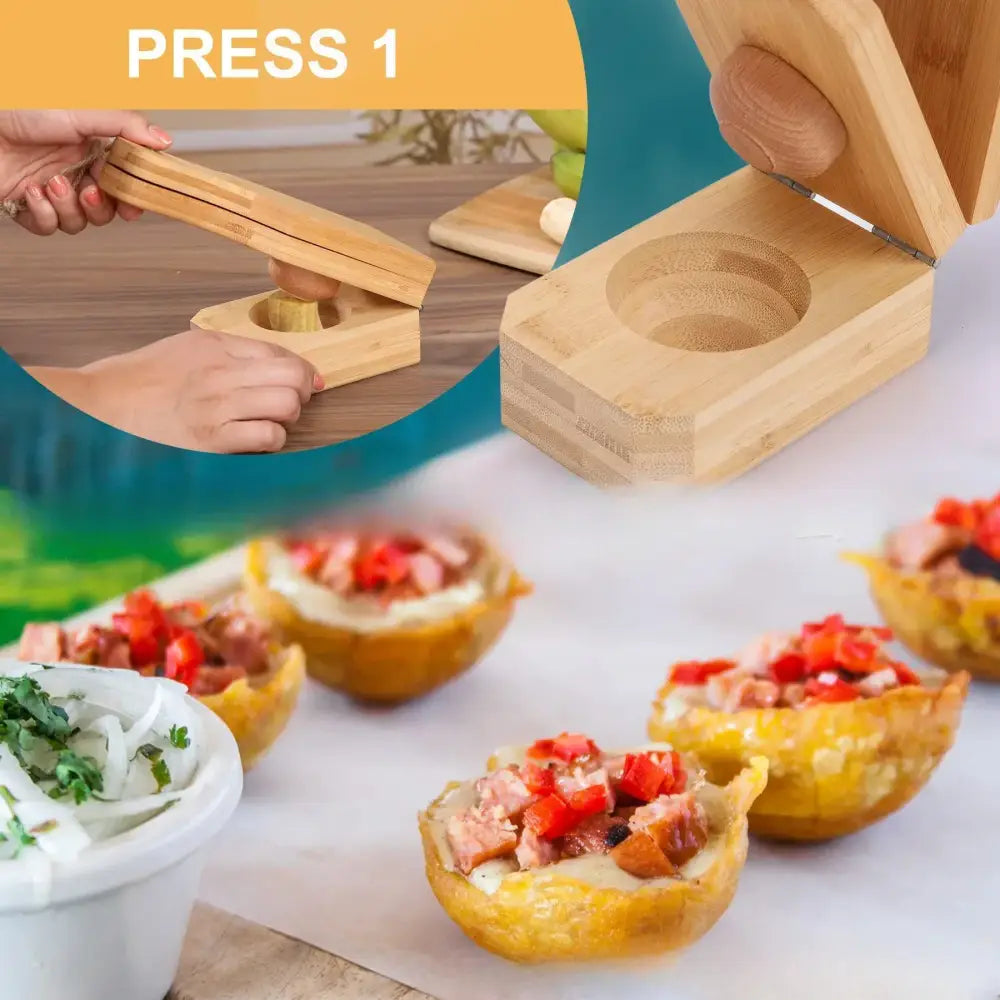 DecorBites™ 2-In-1 Wooden Banana Smasher & Meatball Maker for Tostones