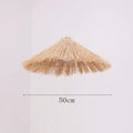 Natural woven rattan pendant light dining room straw hat chandelier