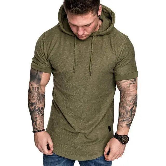 New Mens Hoodies Sweatshirts Short Sleeve Men Hoodies Sweatshirt Casual Solid Color  Workout Hooded Tank Tops Summer Hoodies Sports Short Sleeve T Shirt Tank Top for Gym