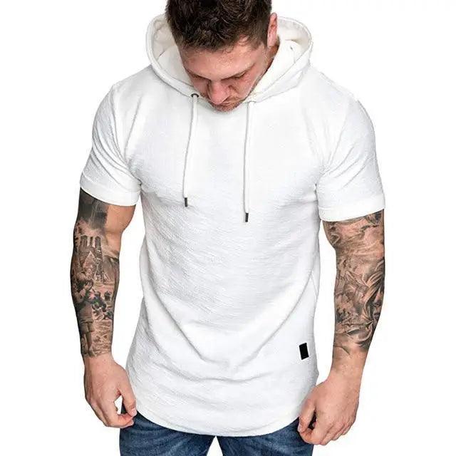 New Mens Hoodies Sweatshirts Short Sleeve Men Hoodies Sweatshirt Casual Solid Color  Workout Hooded Tank Tops Summer Hoodies Sports Short Sleeve T Shirt Tank Top for Gym