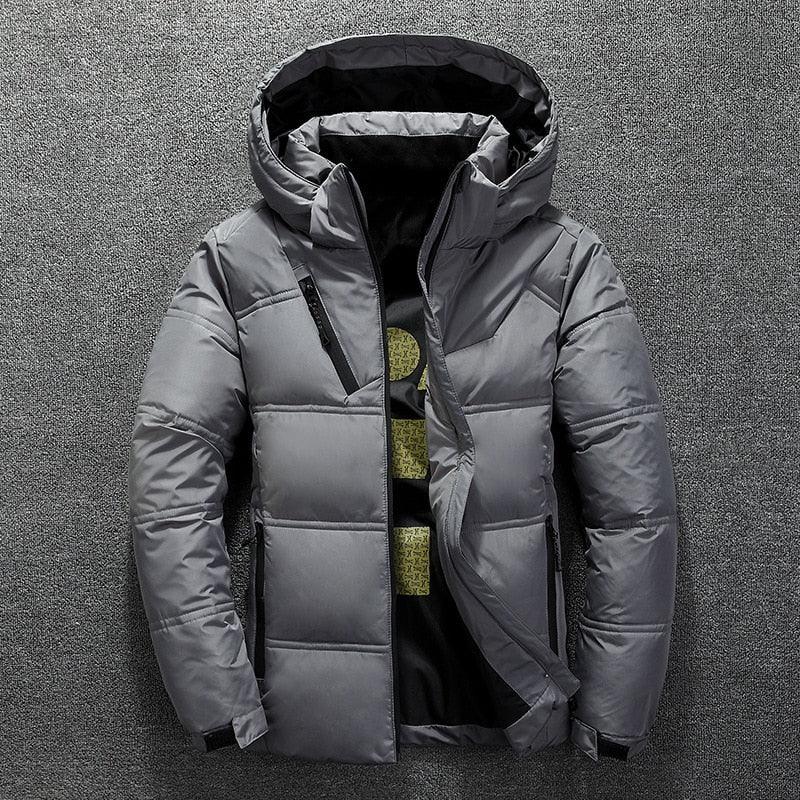 New Modern Red Jacket With Hood Men Winter Warm Solid Color Hooded Unique Design Jackets Elegant Men's Warm Winter Jacket Winter Outdoor Coat Comfortable Jacket