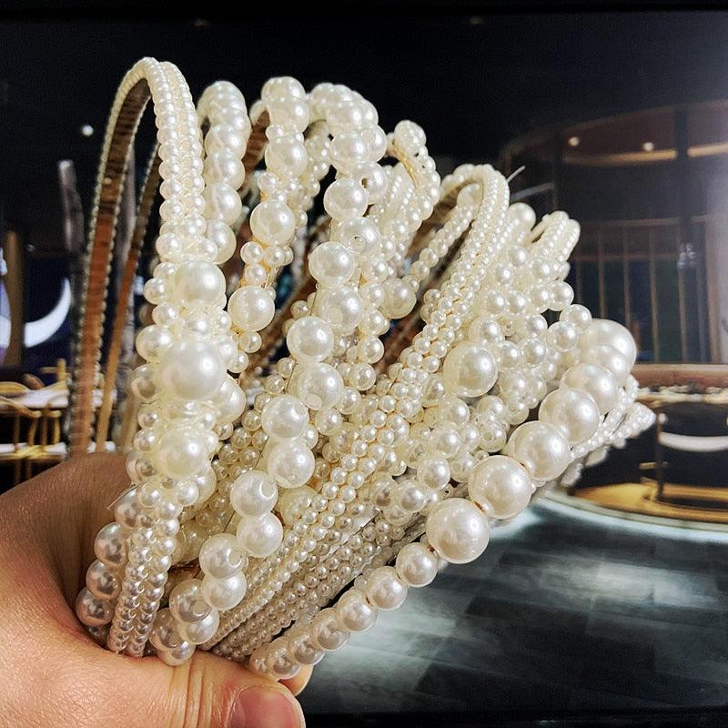 Simulation Pearl Hairbands Women Hair Accessories Korean Handmade Bow Flower Hoops Headband Wedding Ornaments Gorgeous Hair Accessories For Women