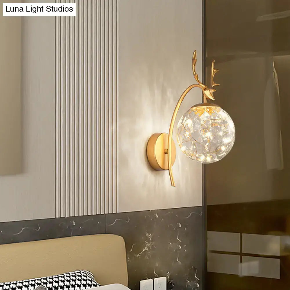 Nordic ball wall mount black antler sconce bedroom fairy light