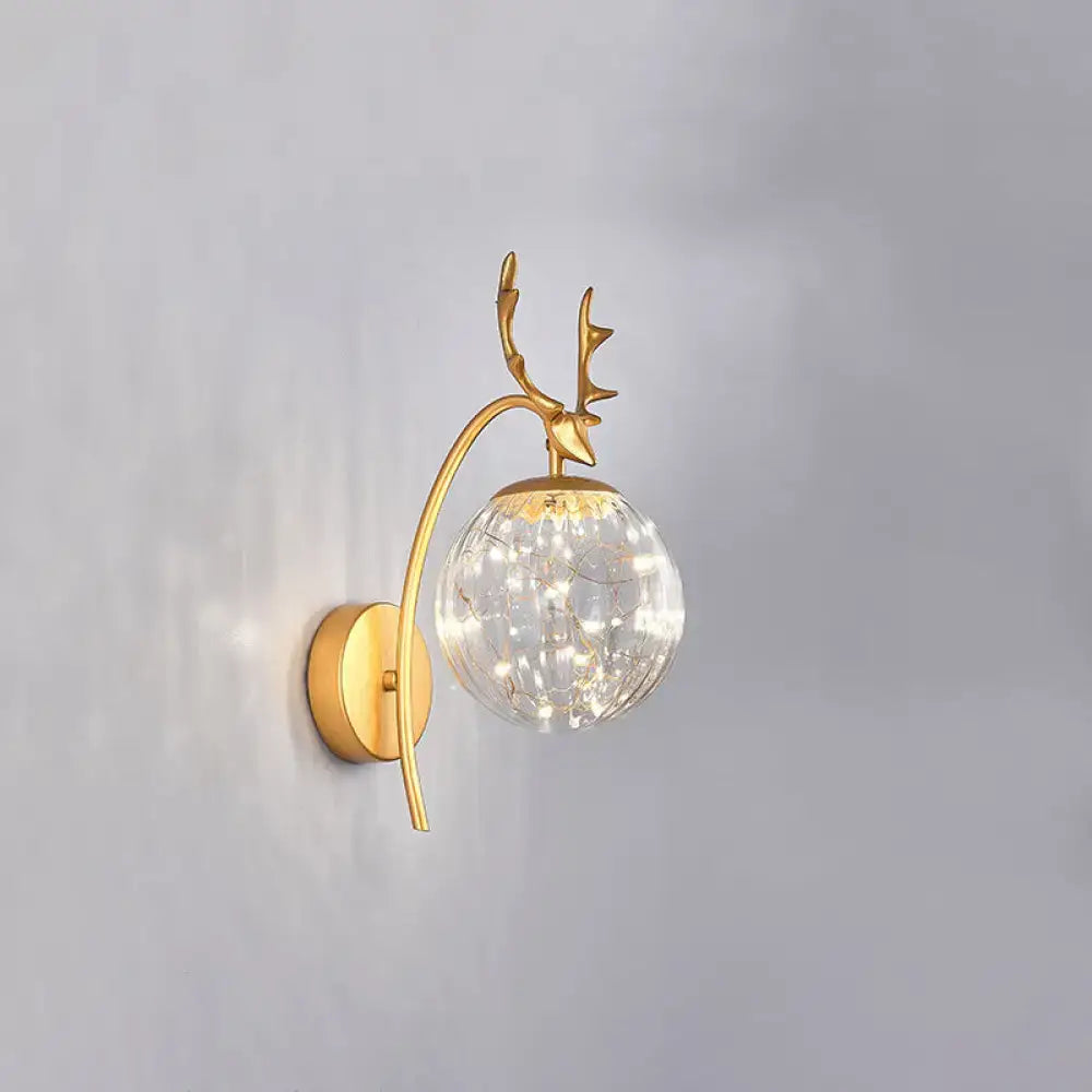 Nordic ball wall mount black antler sconce bedroom fairy light