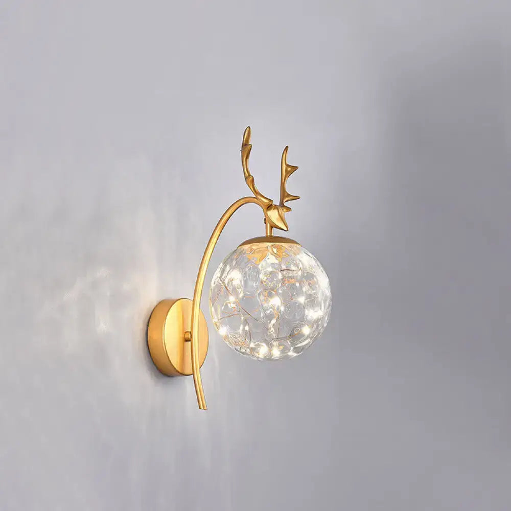 Nordic ball wall mount black antler sconce bedroom fairy light