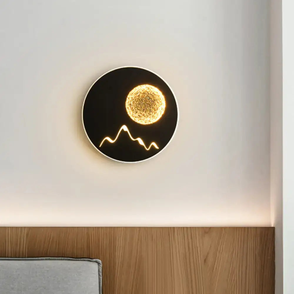 Nordic black white grey mountain wall light – bedroom fixture