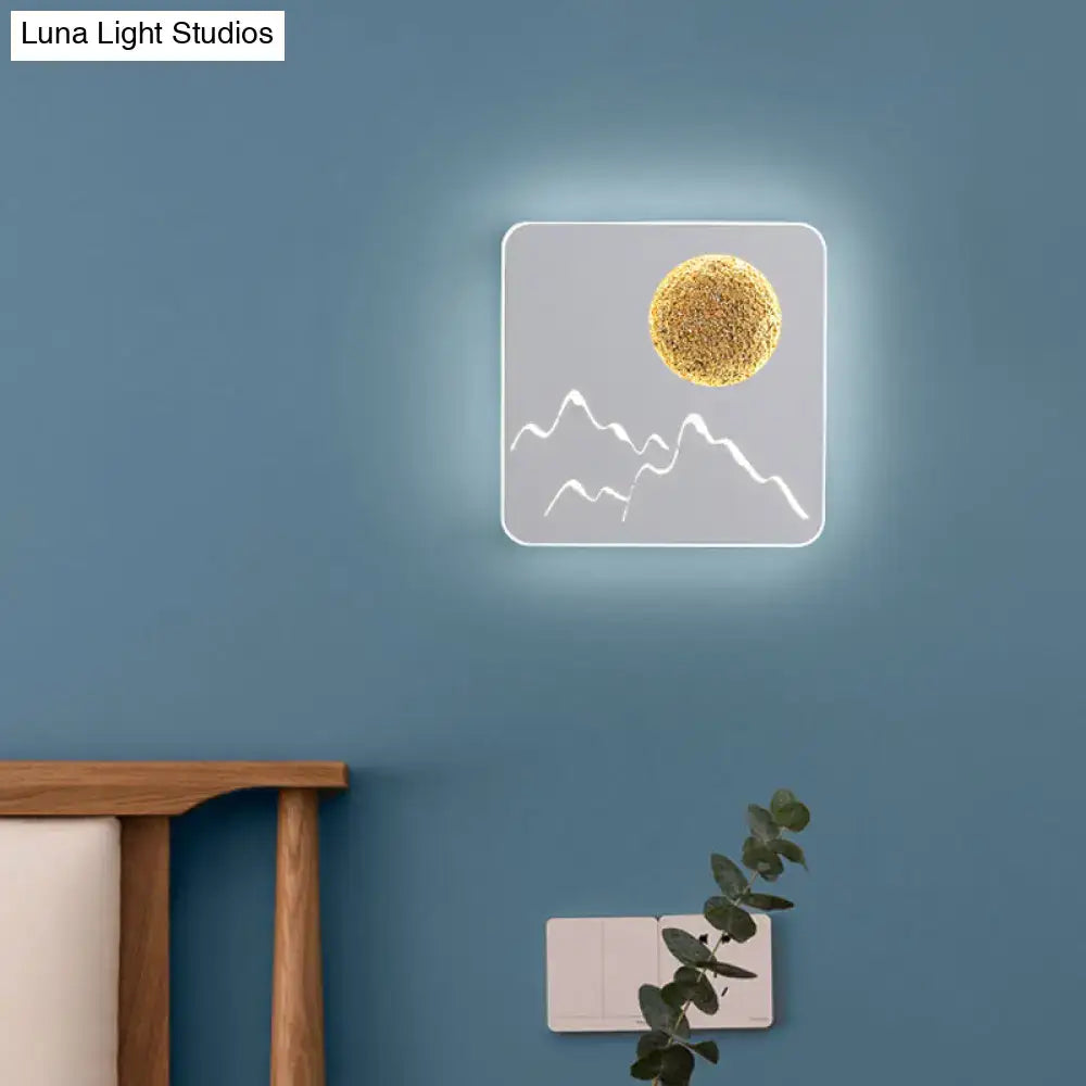 Nordic black white grey mountain wall light – bedroom fixture