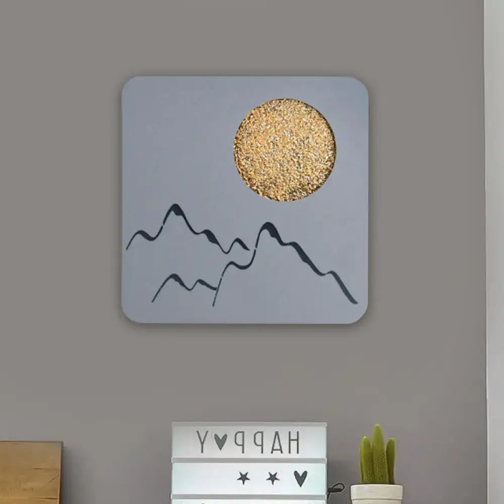 Nordic black white grey mountain wall light – bedroom fixture