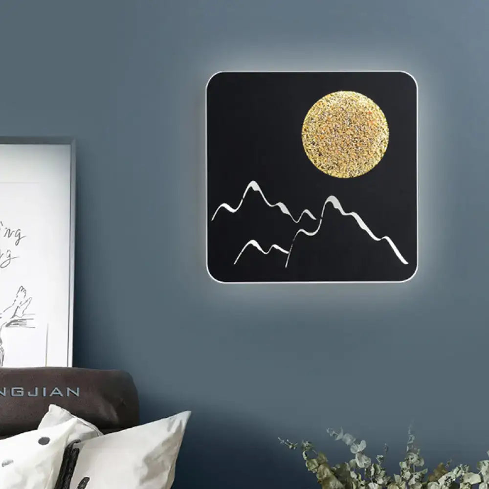 Nordic black white grey mountain wall light – bedroom fixture