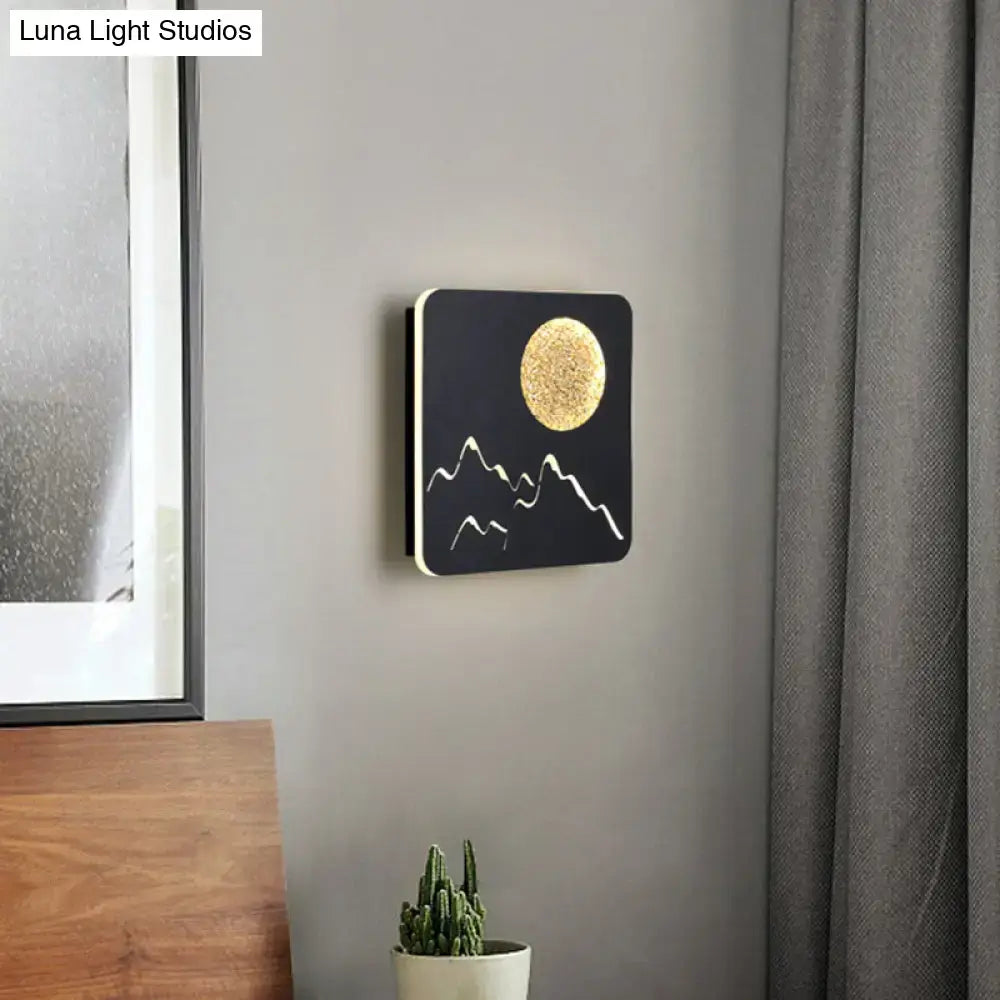 Nordic black white grey mountain wall light – bedroom fixture