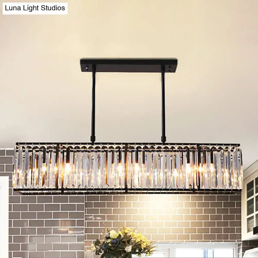 Nordic bronze rectangle pendant chandelier dining room crystal light