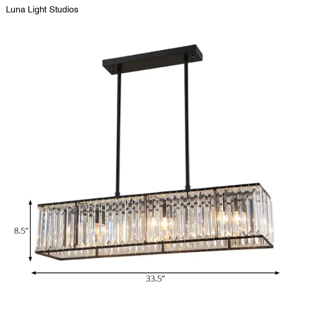 Nordic bronze rectangle pendant chandelier dining room crystal light