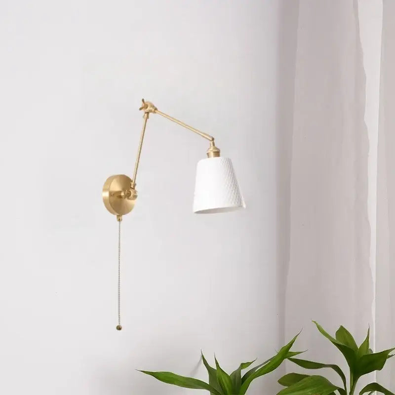 DecorBites™ Ceramic LED Wall Lamp, Pull Chain Switch, Nordic Copper, Small Size