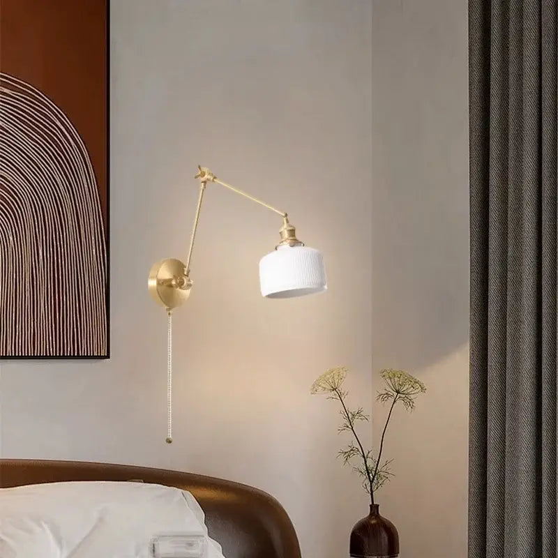 DecorBites™ Ceramic LED Wall Lamp, Pull Chain Switch, Nordic Copper, Small Size