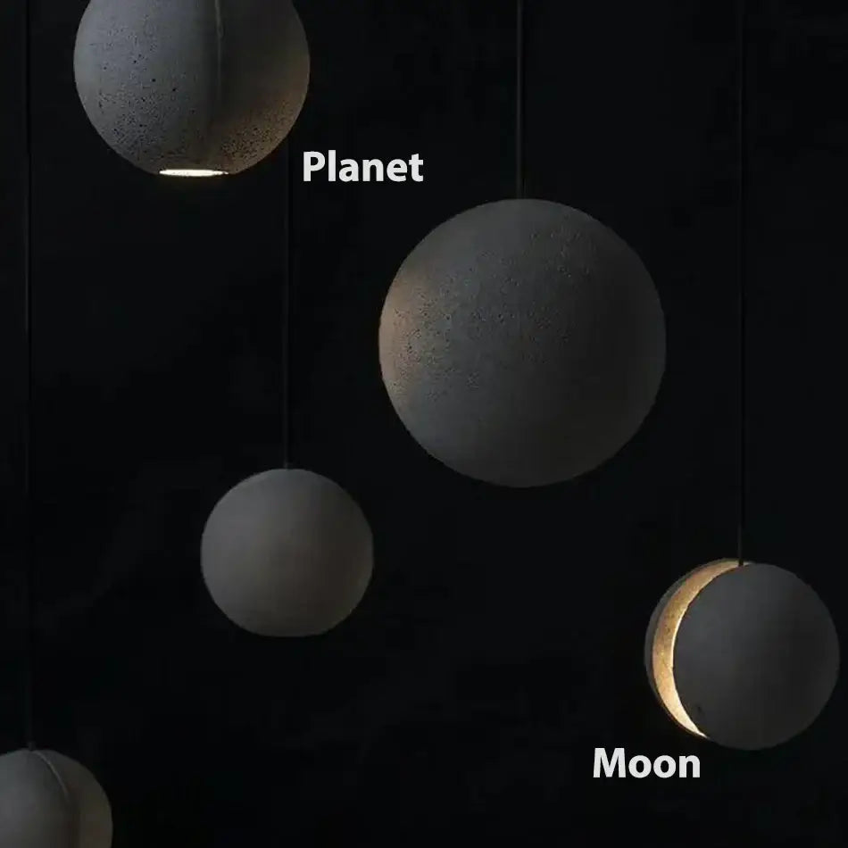 DecorBites™ Cement Pendant Light | Nordic Design Moon Planet Hanging Lamp for Dining Room