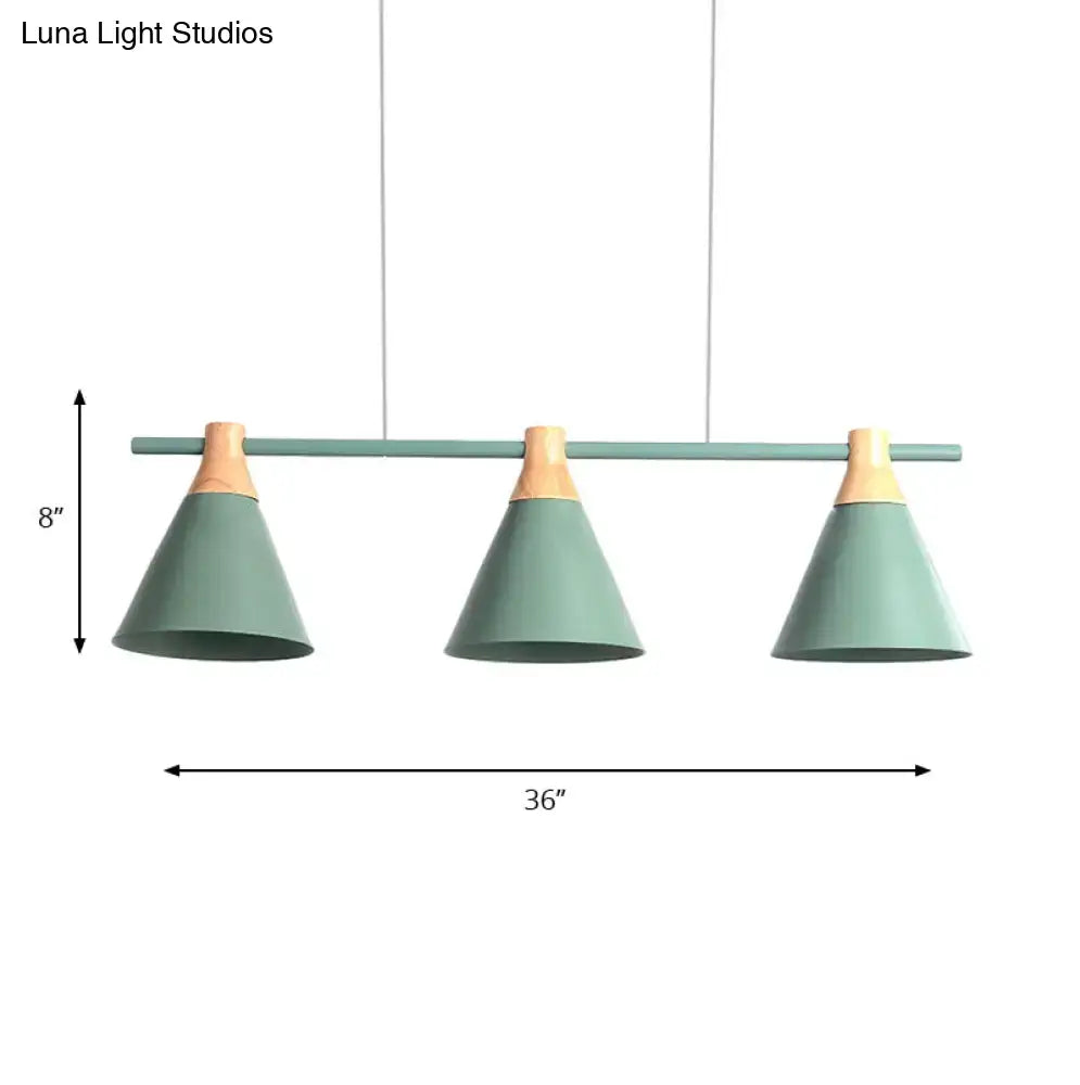 Nordic metal hanging chandelier triple cone kitchen island light
