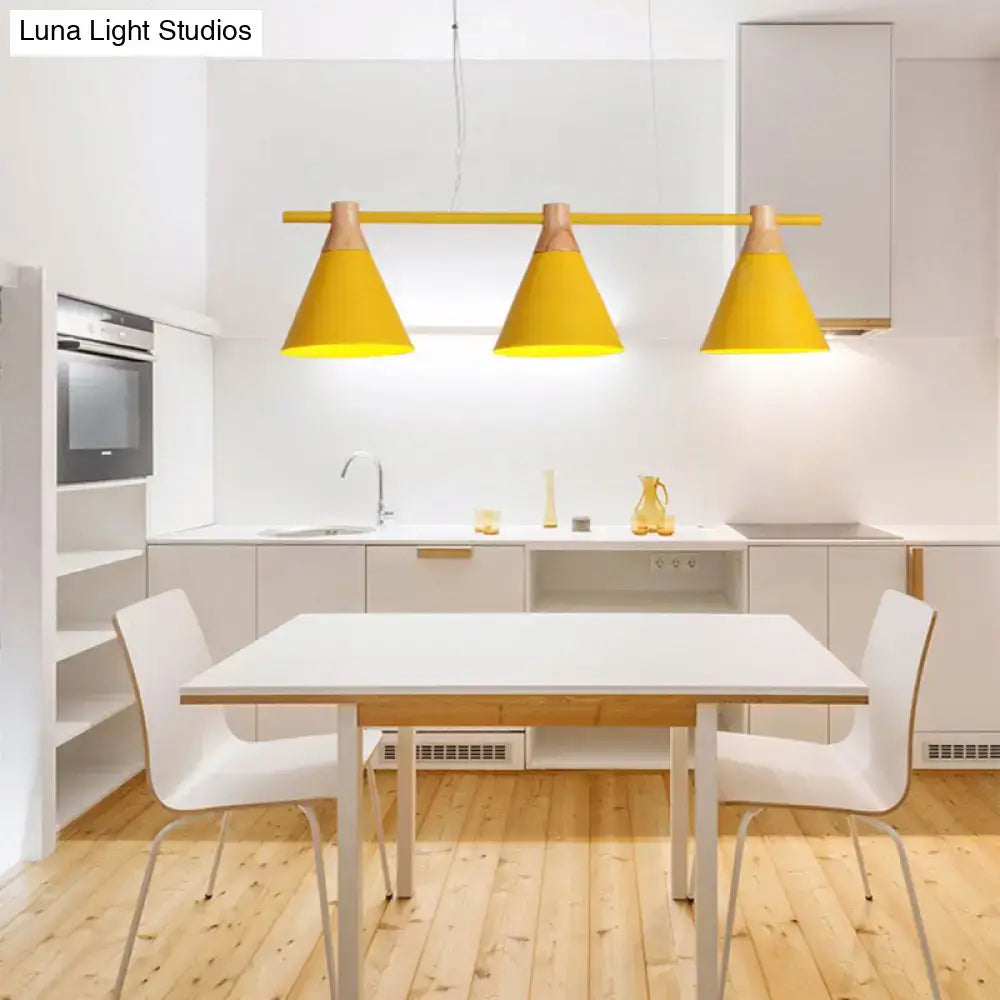 Nordic metal hanging chandelier triple cone kitchen island light
