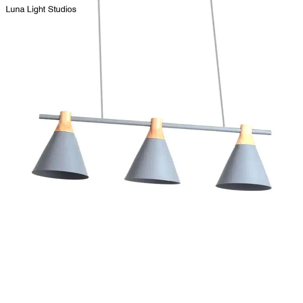 Nordic metal hanging chandelier triple cone kitchen island light