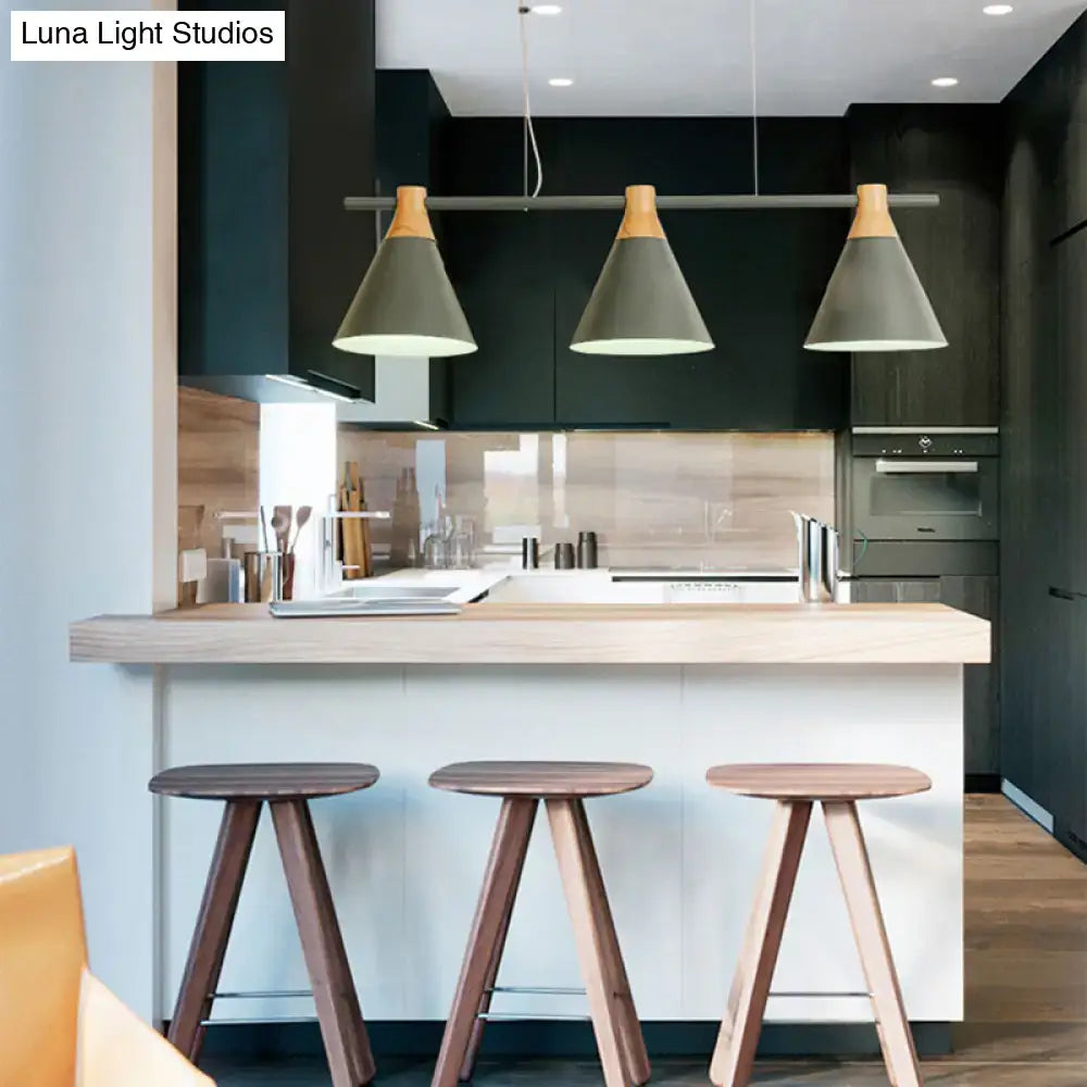 Nordic metal hanging chandelier triple cone kitchen island light