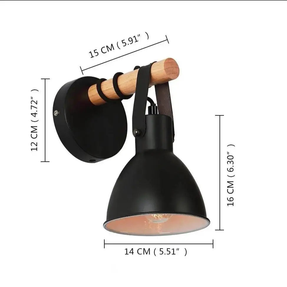 Black finish algunda plug wall sconce bedroom metal light with leather strap