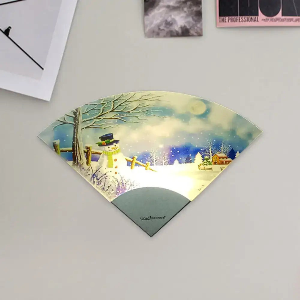 Nordic snowman led fan shaped wall light for bedroom decor